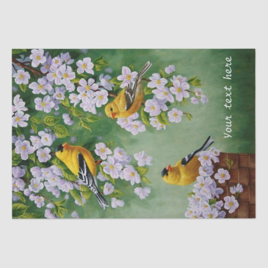 ゴールドフィンチの鳥とリンゴ花 薄葉紙 (正面)