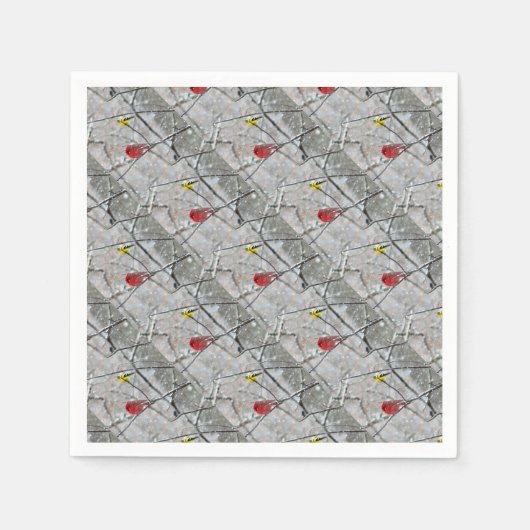 ゴールドフィンチ及び（鳥）ショウジョウコウカンチョウ スタンダードカクテルナプキン (正面)