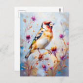 ゴールドフィンチ飛行機印象派スタイル ポストカード (正面/裏面)