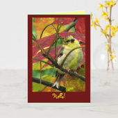 ゴールドフィンチ・イン・オータムフレンドシップ カード (黄色い花)