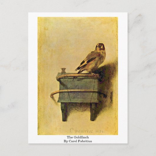 ゴールドフィンチ。Carel Fabritius ポストカード (正面)