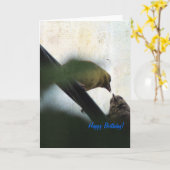 ゴールドフィン食べ物を与えチ雛ハッピーバースデー カード (黄色い花)