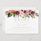 ゴールドフェザーボホトロピカルブライドシャワーの招待状 招待状 (正面)