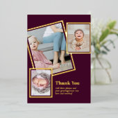 ゴールドフォイルありがとうフォトコラージュモダンQRコード 箔招待状 (立ち正面)