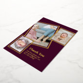 ゴールドフォイルありがとうフォトコラージュモダンQRコード 箔招待状 (回転した状態)