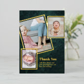 ゴールドフォイルありがとうフォトコラージュモダンQRコード 箔招待状 (立ち正面)