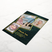 ゴールドフォイルありがとうフォトコラージュモダンQRコード 箔招待状 (回転した状態)