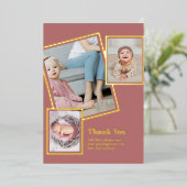 ゴールドフォイルありがとうフォトコラージュモダンQRコード 箔招待状 (立ち正面)