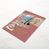 ゴールドフォイルありがとうフォトコラージュモダンQRコード 箔招待状 (回転した状態)