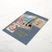 ゴールドフォイルありがとうフォトコラージュモダンQRコード 箔招待状 (回転した状態)