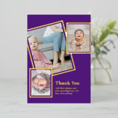 ゴールドフォイルありがとうフォトコラージュモダンQRコード 箔招待状 (立ち正面)