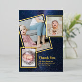 ゴールドフォイルありがとうフォトコラージュモダンQRコード 箔招待状 (立ち正面)