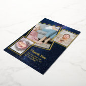 ゴールドフォイルありがとうフォトコラージュモダンQRコード 箔招待状 (回転した状態)