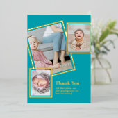 ゴールドフォイルありがとうフォトコラージュモダンQRコード 箔招待状 (立ち正面)