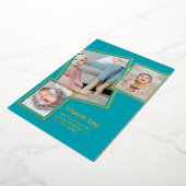 ゴールドフォイルありがとうフォトコラージュモダンQRコード 箔招待状 (回転した状態)