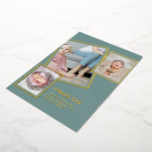 ゴールドフォイルありがとうフォトコラージュモダンQRコード 箔招待状 (回転した状態)