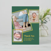 ゴールドフォイルありがとうフォトコラージュモダンQRコード 箔招待状 (立ち正面)