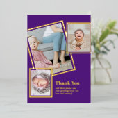 ゴールドフォイルありがとうフォトコラージュモダンQRコード 箔招待状 (立ち正面)