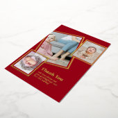 ゴールドフォイルありがとうフォトコラージュモダンQRコード 箔招待状 (回転した状態)