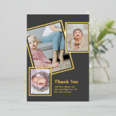 ゴールドフォイルありがとうフォトコラージュモダンQRコード 箔招待状 (立ち正面)