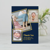 ゴールドフォイルありがとうフォトコラージュモダンQRコード 箔招待状 (立ち正面)