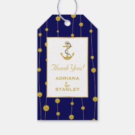 ゴールドフォイルいかりとビーズネモダンビー航海のビー ギフトタグ