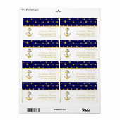 ゴールドフォイルいかりネイビー航海のモダンブルー結婚ズ ラベル (フルシート)