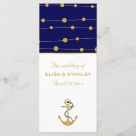 ゴールドフォイルいかり航海の結婚式プログラム プログラム