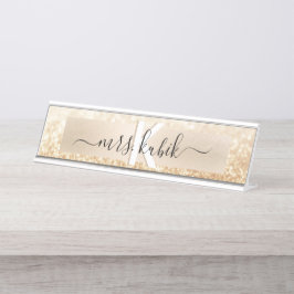 ゴールドフォイルおよびグリッター先生デスク名プレート デスクネームプレート