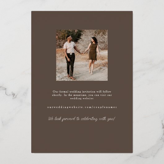 ゴールドフォイルこの日のフォワード結婚式の日付を保存 箔招待状 (裏面)