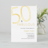 ゴールドフォイルで華やかな50歳の誕生日パーティー 箔招待状 (立ち正面)