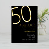 ゴールドフォイルで華やかな50歳の誕生日パーティー 箔招待状 (立ち正面)