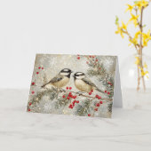 ゴールドフォイルとグリッター《鳥》アメリカゴガラと雪 カード (黄色い花)