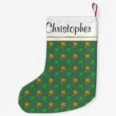 ゴールドフォイルとグリーンハワイアントロピカルパーム スモールクリスマスストッキング (裏面)