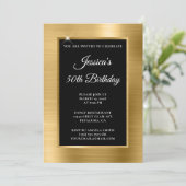 ゴールドフォイルとブラックオーバーレイ50誕生日 招待状 (スタンド正面)
