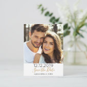 ゴールドフォイルとブラックデイトフォト招待状を保存 案内ポストカード (スタンド正面)