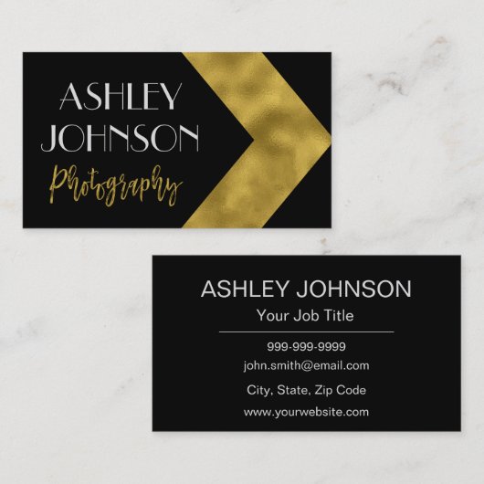 ゴールドフォイルとブラックフォトグラファーの名刺 名刺 (正面/裏面)