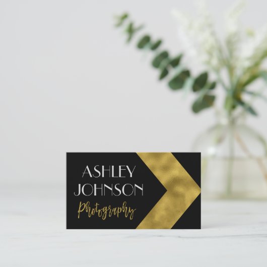 ゴールドフォイルとブラックフォトグラファーの名刺 名刺 (スタンド正面)