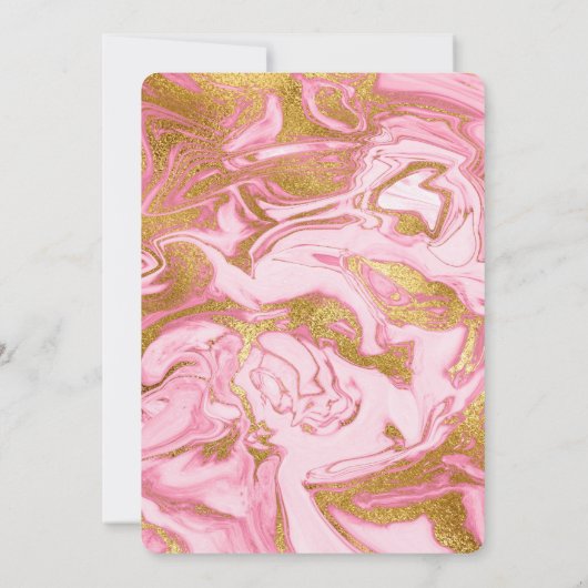 ゴールドフォイルとホットピンクマーブルスウィート16誕生日 招待状 (裏面)