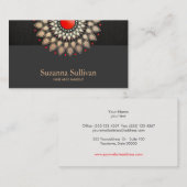 ゴールドフォイルとレッドブラックリネンの外観 名刺 (正面/裏面)