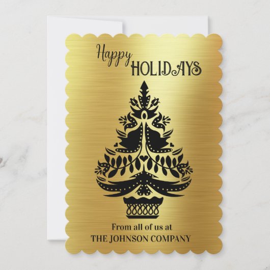 ゴールドフォイルに黒シルエットクリスマスツリー (正面)
