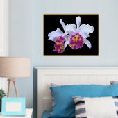 ゴールドフォイルのアクセントペア白パープルオーキンスプリント 箔ポスター (インサイチュ (寝室))