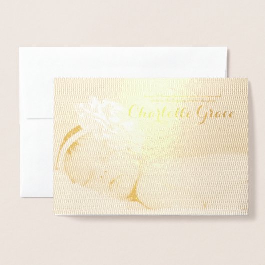 ゴールドフォイルのカスタマイズ可能な写真バプテスマの招待 箔カード (封筒付き正面)