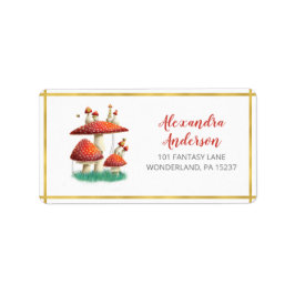 ゴールドフォイルのキノコと蜂、赤ちゃんシャワーのアドレス ラベル