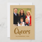 ゴールドフォイルのクリスマスグリーティングファミリーフォト シーズンカード (正面)