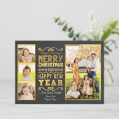 ゴールドフォイルのクリスマスフォトカード シーズンカード (スタンド正面)