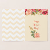 ゴールドフォイルのシェブロンストライプ |バラ母の日 箔カード (内部)