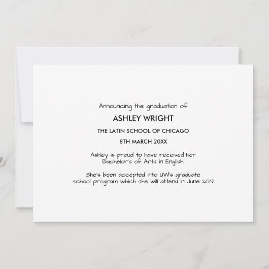 ゴールドフォイルのスクリプトグラッドオーバーレイ写真の発表 案内状 (裏面)