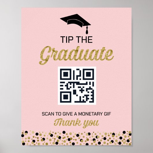 ゴールドフォイルのスクリプト紙吹雪先端の大学院の看板 ポスター (正面)