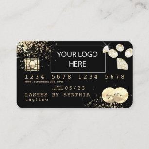 ゴールドフォイルのダイヤモンドクレジットカードにロゴを追加 名刺